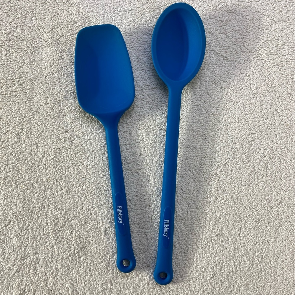 Pillsbury Blue Silicone Spatula & Spoon Cooking Utensil Set
